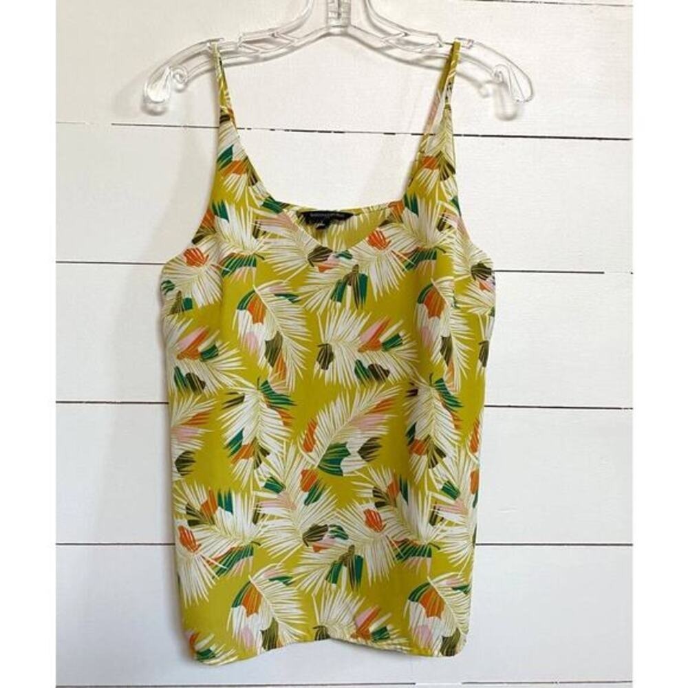 Banana Republic Tropical Feather Yellow tank Top S EUC - Picture 4 of 12